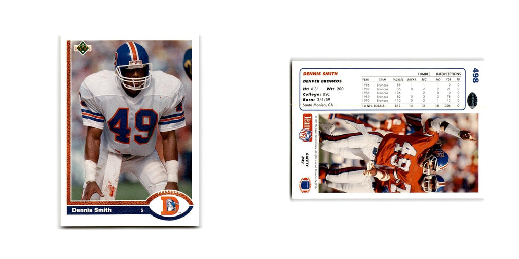 Dennis Smith 1991 Upper Deck #498 Denver Broncos Football Card NM