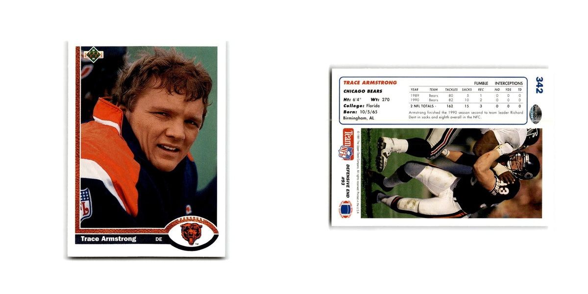 Trace Armstrong 1991 Upper Deck #342 Chicago Bears Football Card NM