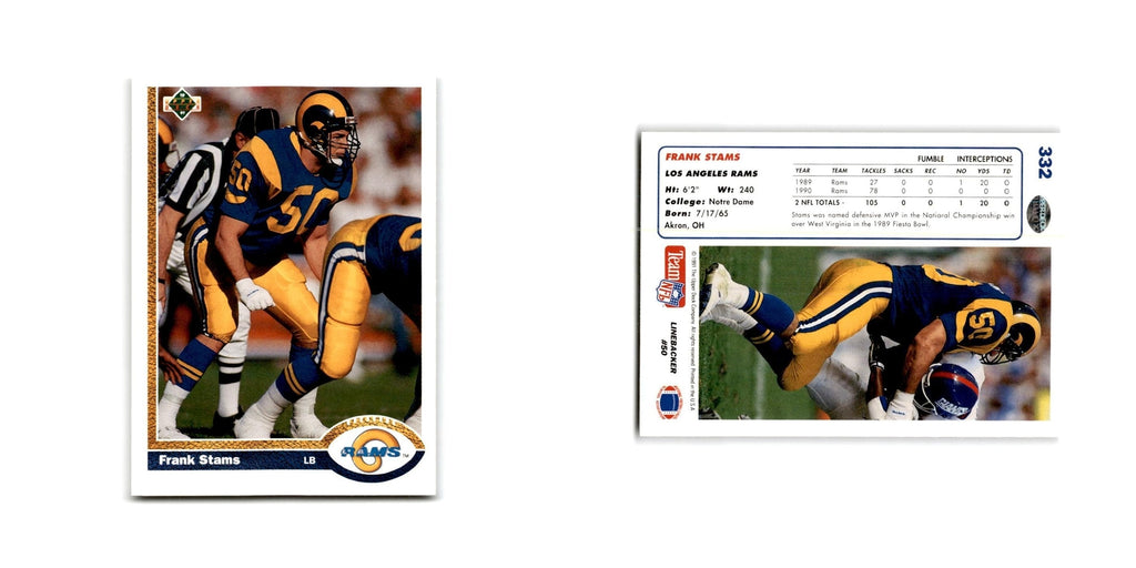 Frank Stams 1991 Upper Deck #332 Los Angeles Rams Football Card NM