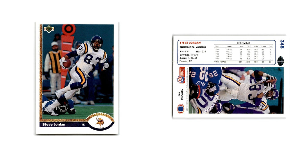 Steve Jordan 1991 Upper Deck #348 Minnesota Vikings Football Card NM
