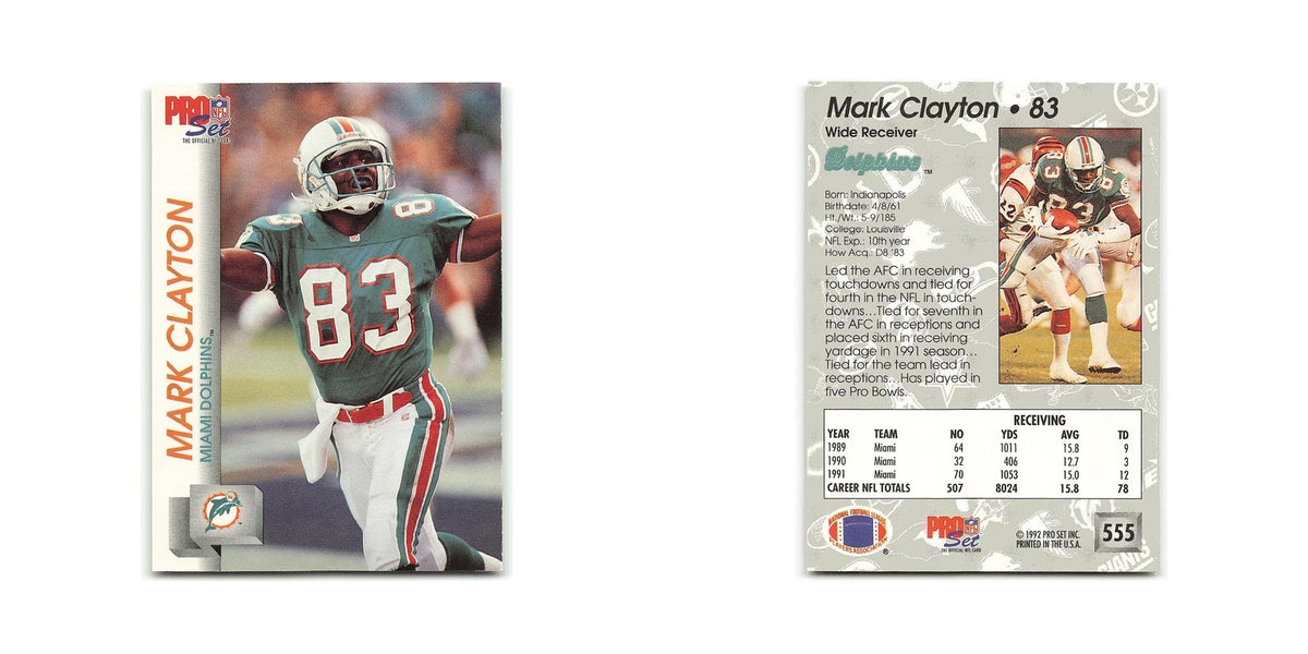 Mark Clayton 1992 Pro Set #555 Miami Dolphins Football Card NM