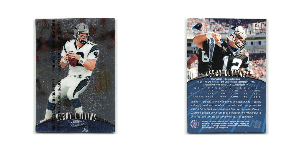 Kerry Collins 1998 Topps Finest w Coating #174 Carolina Panthers NM