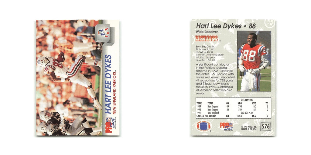 New England Patriots 1992 Pro Set #689 New England Patriots Football Card NM