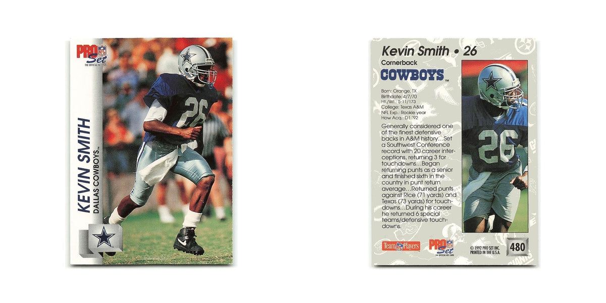 Kevin Smith Rookie 1992 Pro Set #480 Dallas Cowboys Football Card NM