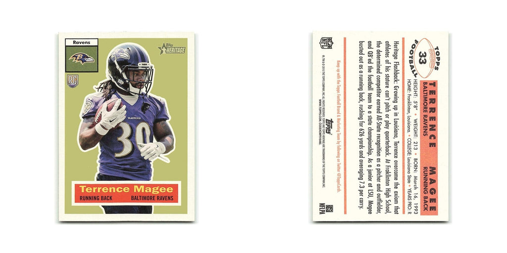 Terrence Magee Rookie 2015 Topps Heritage #33 Baltimore Ravens Football Card NM