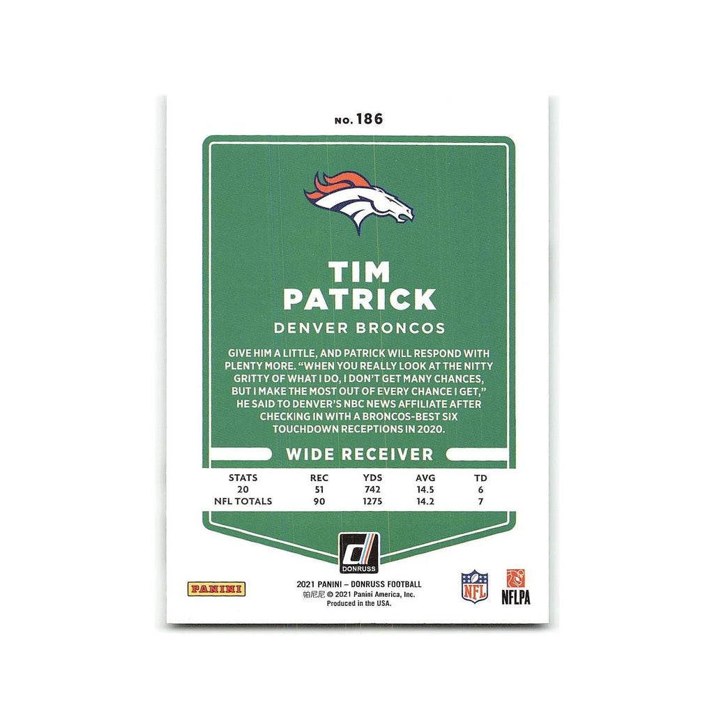 Tim Patrick 2021 Donruss #186 Denver Broncos Football Card NM