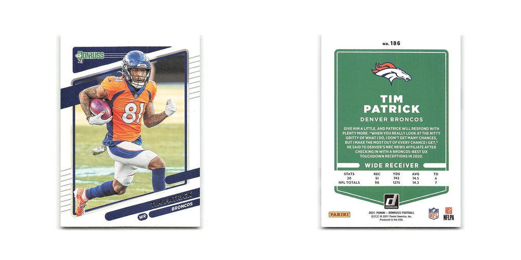 Tim Patrick 2021 Donruss #186 Denver Broncos Football Card NM