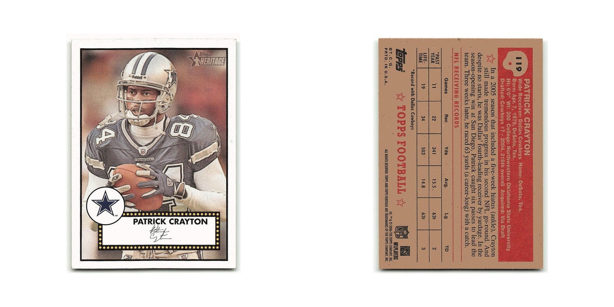 Patrick Crayton 2006 Topps Heritage #119 Dallas Cowboys Football Card NM