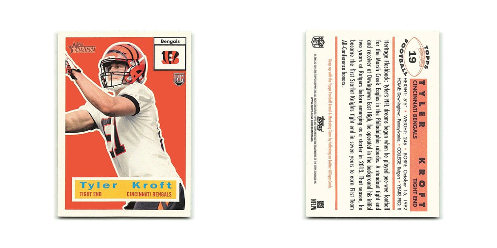 Tyler Kroft Rookie 2015 Topps Heritage #19 Cincinnati Bengals Football Card NM