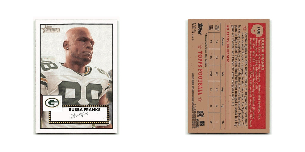 Bubba Franks 2006 Topps Heritage #188 Green Bay Packers Football Card NM
