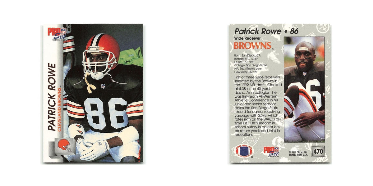 Patrick Rowe Rookie 1992 Pro Set #470 Cleveland Browns Football Card NM