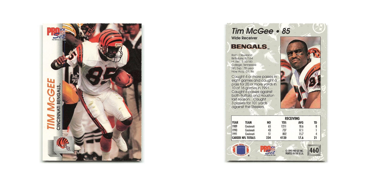 Tim McGee 1992 Pro Set #460 Cincinnati Bengals Football Card NM