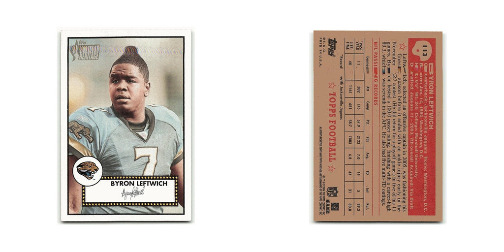 Byron Leftwich 2006 Topps Heritage #113 Jacksonville Jaguars Football Card NM
