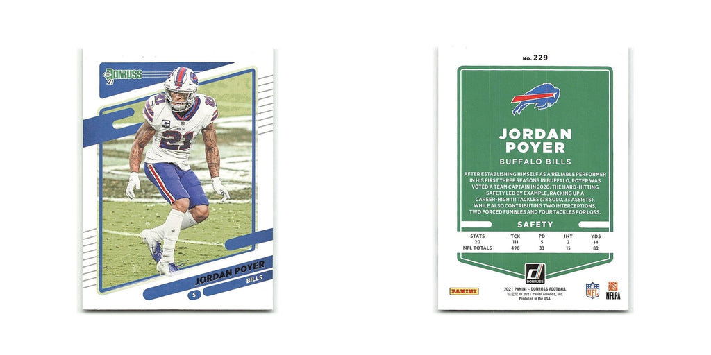 Jordan Poyer 2021 Donruss #229 Buffalo Bills Football Card NM