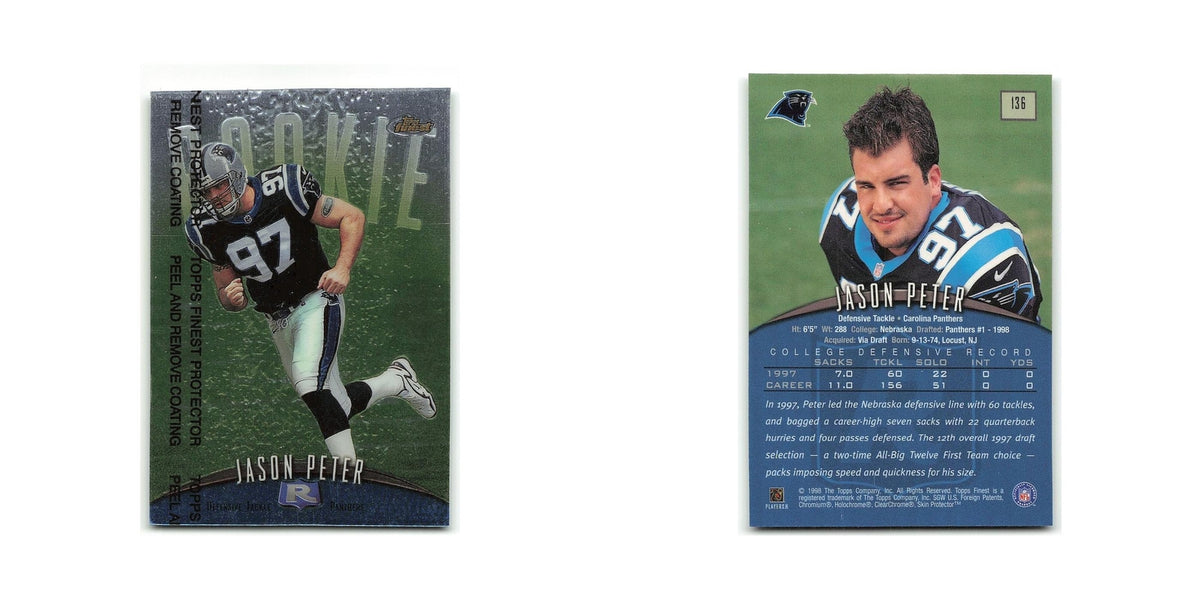 Jason Peter Rookie 1998 Topps Finest w Coating #136 Carolina Panthers NM