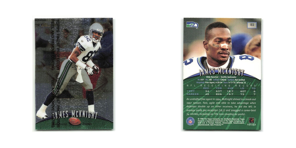 James McKnight 1998 Topps Finest w Coating #165 Seattle Seahawks NM