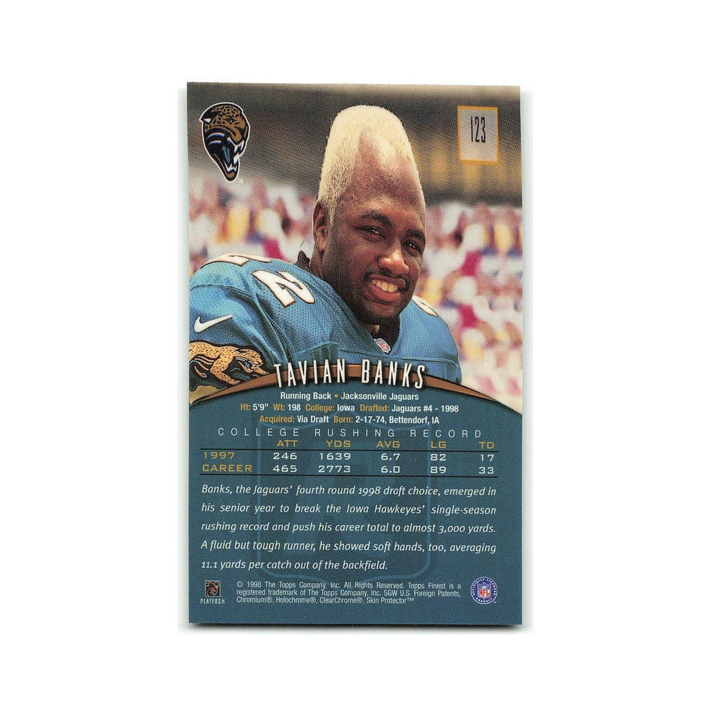 Tavian Banks Rookie 1998 Topps Finest w Coating #123 Jacksonville Jaguars NM