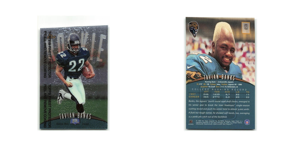 Tavian Banks Rookie 1998 Topps Finest w Coating #123 Jacksonville Jaguars NM
