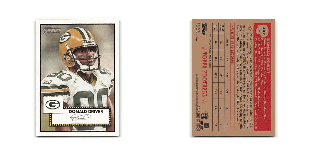 Donald Driver 2006 Topps Heritage #307 Green Bay Packers Football Card NM