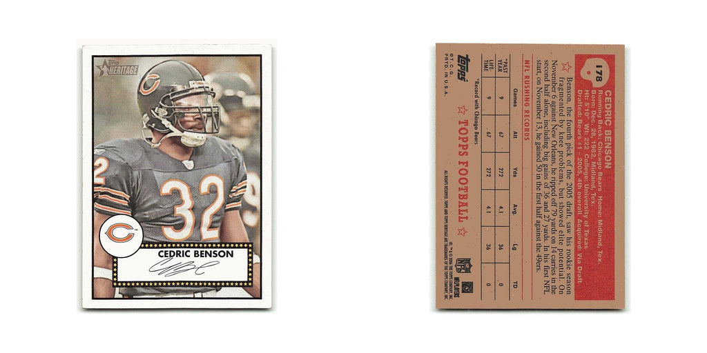 Cedric Benson 2006 Topps Heritage #178 Chicago Bears Football Card NM