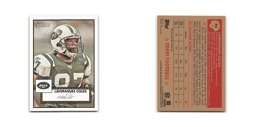 Laveranues Coles 2006 Topps Heritage #74 New York Jets Football Card NM