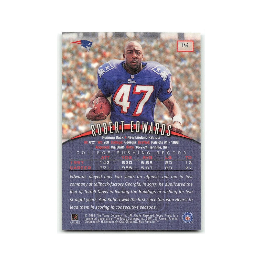 Robert Edwards Rookie 1998 Topps Finest w Coating #144 New England Patriots NM