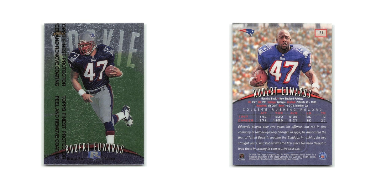 Robert Edwards Rookie 1998 Topps Finest w Coating #144 New England Patriots NM