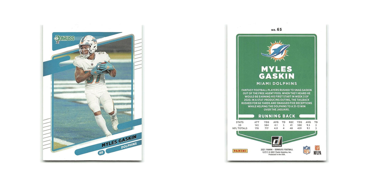 Myles Gaskin 2021 Donruss #65 Miami Dolphins Football Card NM
