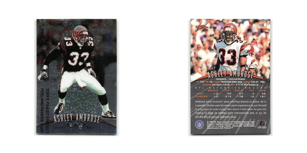 Ashley Ambrose 1998 Topps Finest w Coating #236 Cincinnati Bengals NM