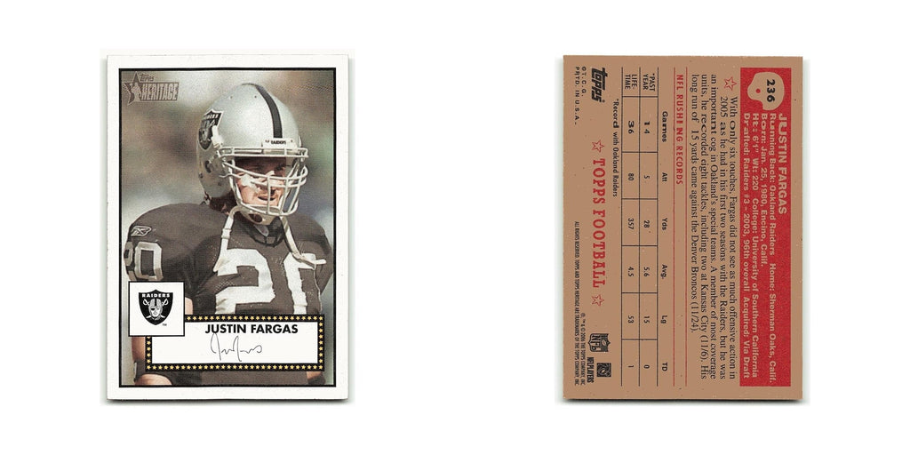 Justin Fargas 2006 Topps Heritage #236 Oakland Raiders Football Card NM
