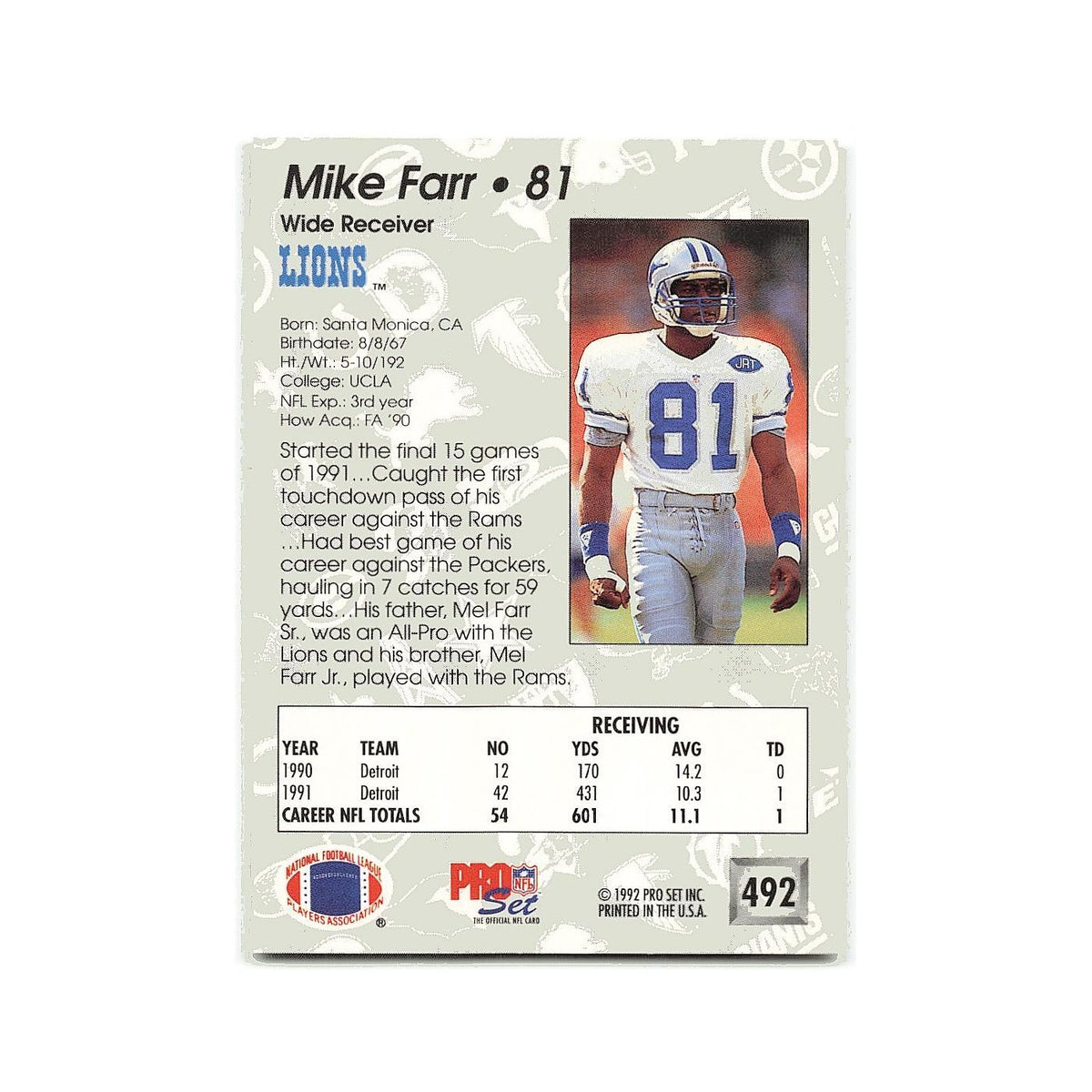 Charles Mann 1992 Pro Set #81 Washington Redskins Football Card NM