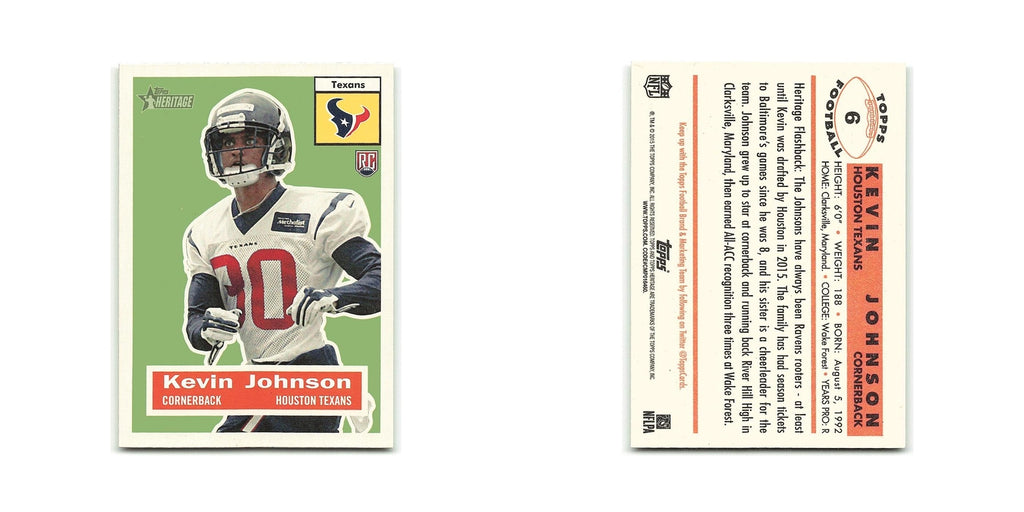 Kevin Johnson Rookie 2015 Topps Heritage #6 Houston Texans Football Card NM