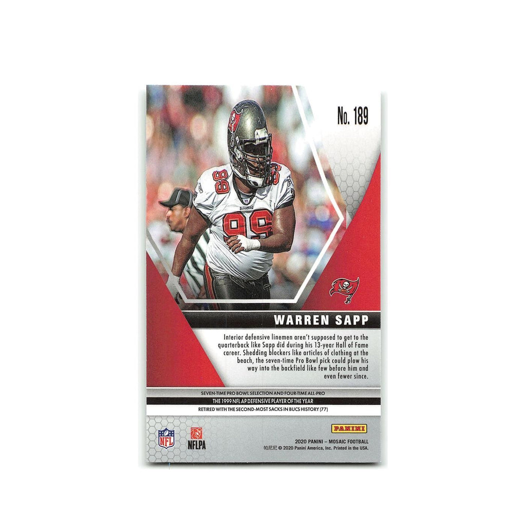 Warren Sapp 2020 Panini Mosaic #189 Tampa Bay Buccaneers Football Card NM