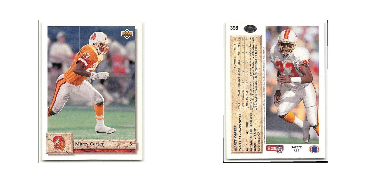 Marty Carter Rookie 1992 Upper Deck #398 Tampa Bay Buccaneers Football Card NM