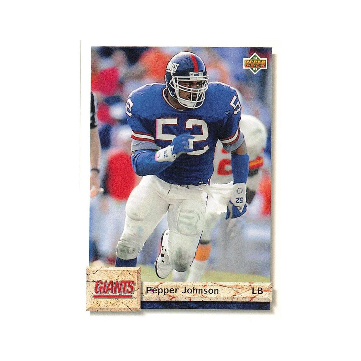 Pepper Johnson 1992 Upper Deck #225 New York Giants Football Card NM