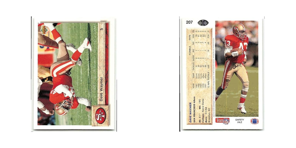 Dave Waymer 1992 Upper Deck #207 San Francisco 49ers Football Card NM