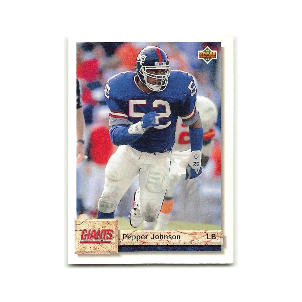 Pepper Johnson 1992 Upper Deck #225 New York Giants Football Card NM