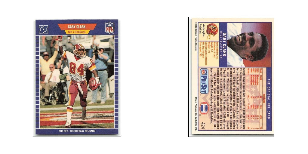 Gary Clark 1989 Pro Set #424 Washington Redskins Football Card NM