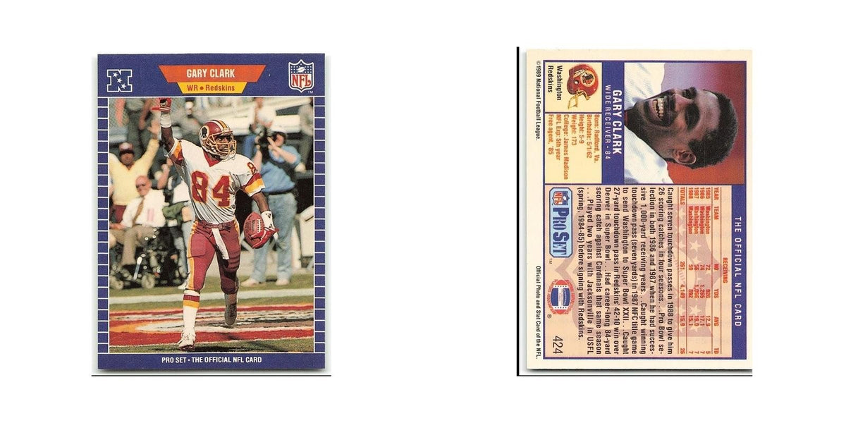 Gary Clark 1989 Pro Set #424 Washington Redskins Football Card NM