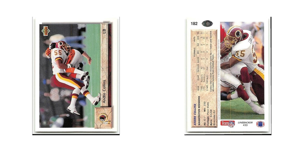 Andre Collins 1992 Upper Deck #182 Washington Redskins Football Card NM