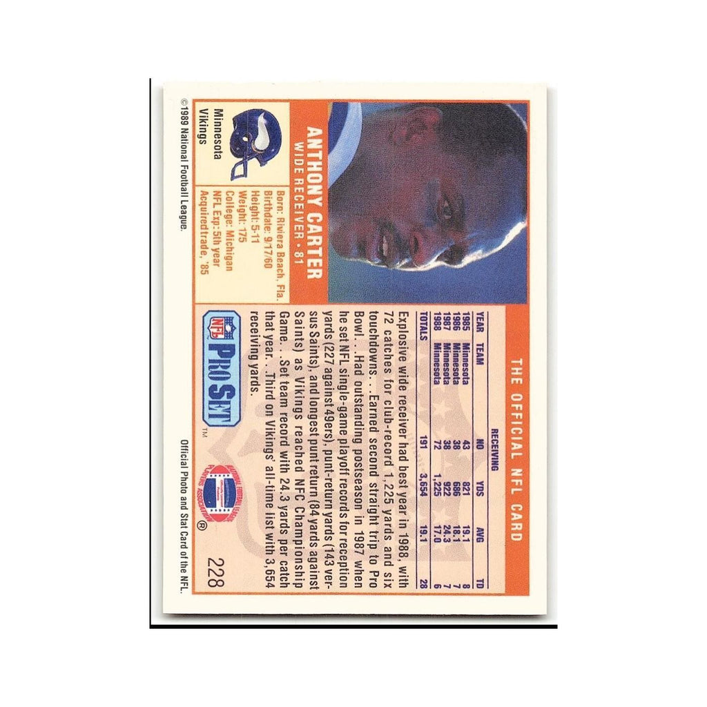 Anthony Carter 1989 Pro Set #228 Minnesota Vikings Football Card NM