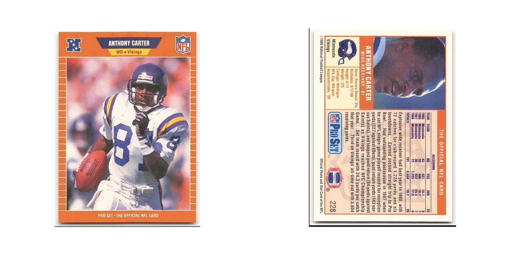 Anthony Carter 1989 Pro Set #228 Minnesota Vikings Football Card NM