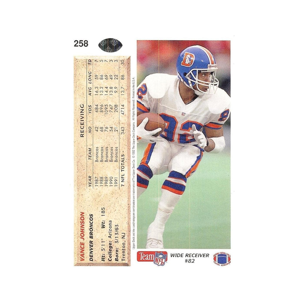 Vance Johnson 1992 Upper Deck #258 Denver Broncos Football Card NM