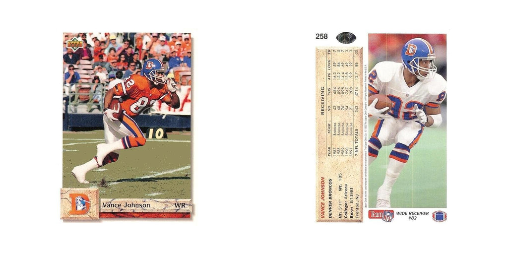 Vance Johnson 1992 Upper Deck #258 Denver Broncos Football Card NM