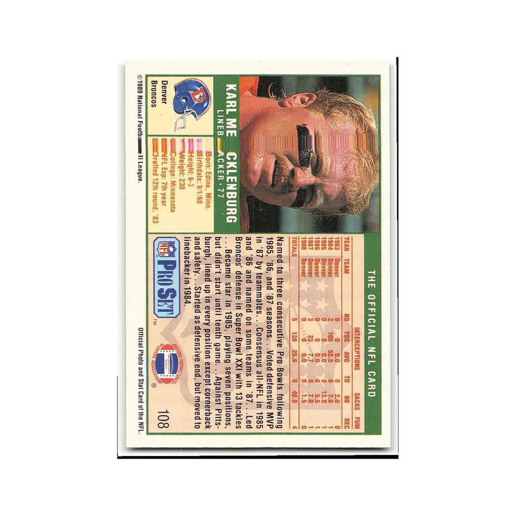Karl Mecklenburg 1989 Pro Set #108 Denver Broncos Football Card NM