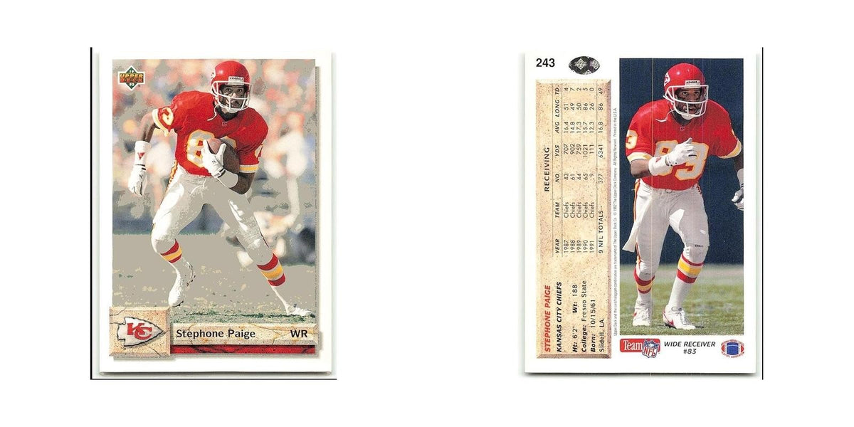 Stephone Paige 1992 Upper Deck #243 Kansas City Chiefs Football Card NM