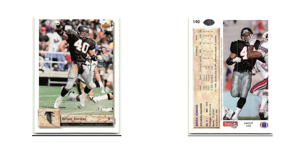Brian Jordan 1992 Upper Deck #140 Atlanta Falcons Football Card NM
