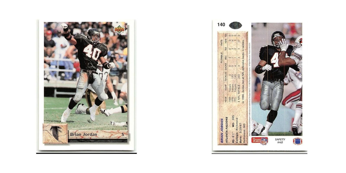 Brian Jordan 1992 Upper Deck #140 Atlanta Falcons Football Card NM