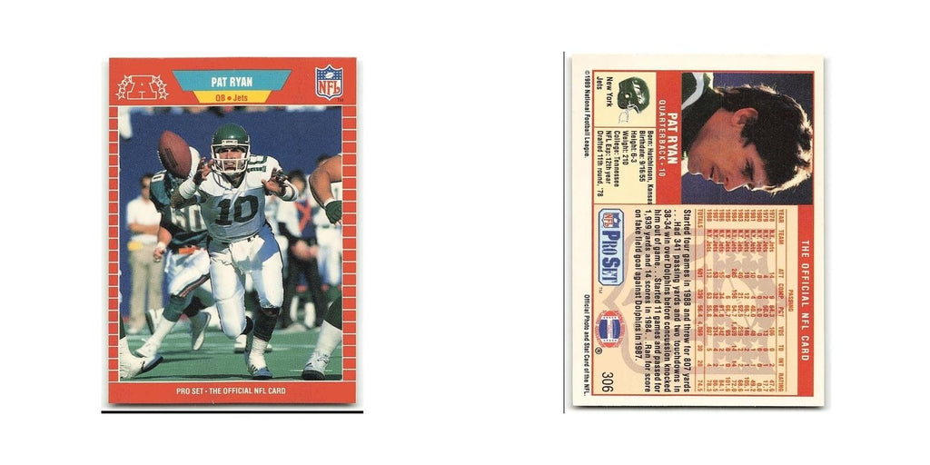 Pat Ryan 1989 Pro Set #306 New York Jets Football Card NM