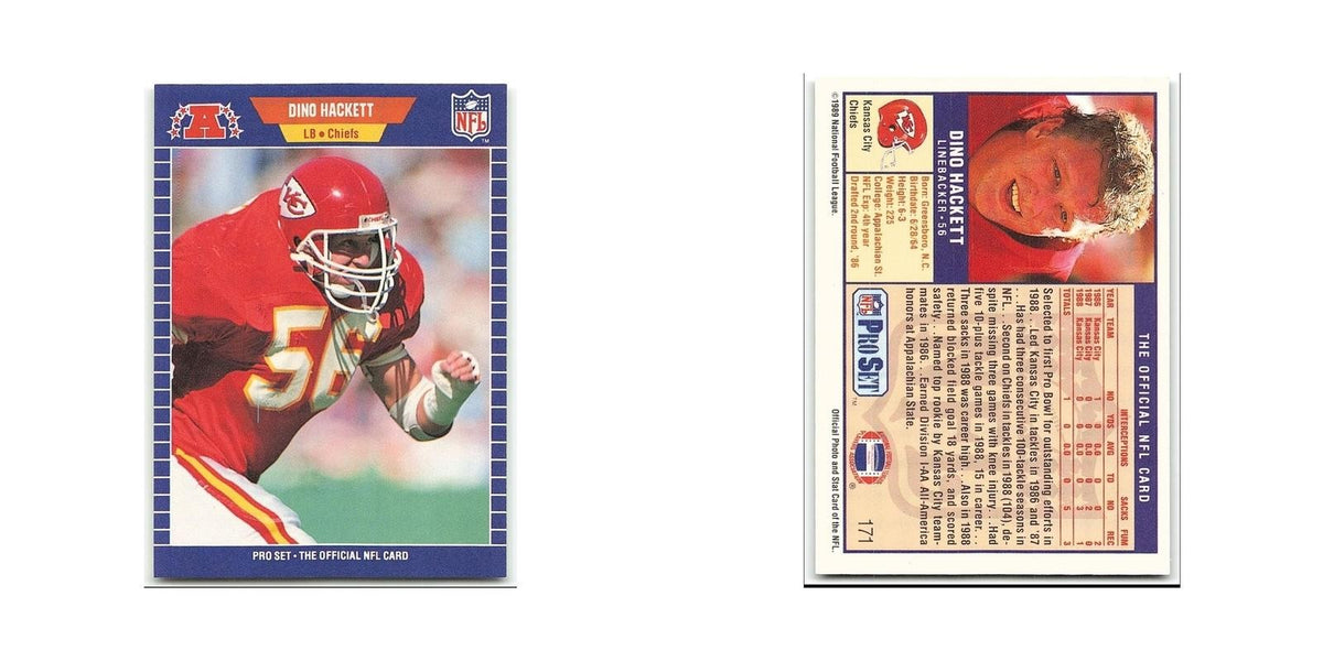 Dino Hackett 1989 Pro Set #171 Kansas City Chiefs Football Card NM